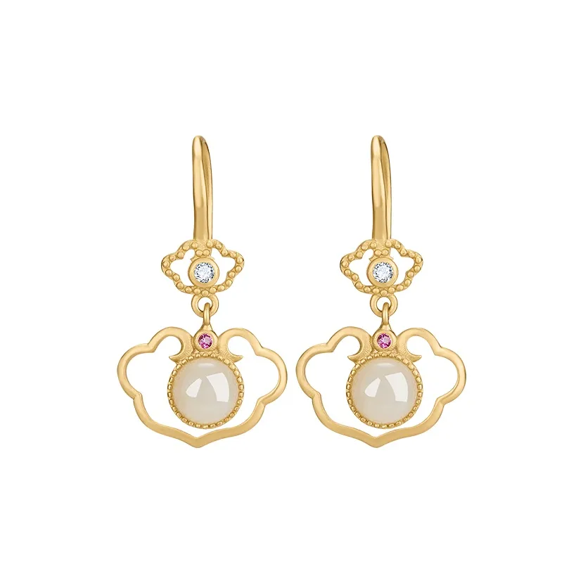 Mom's Gift Jade Earrings Pale Greenish White Jade Women's
