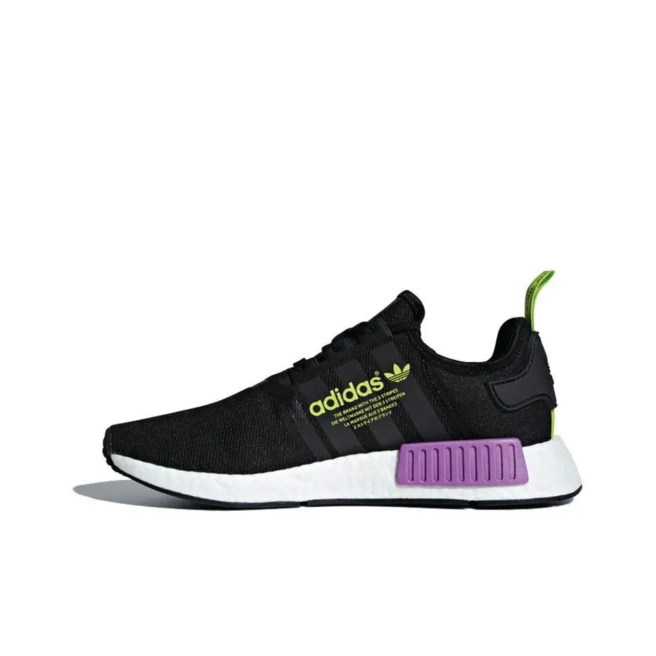 Adidas Originals NMD_R1 Основной черный Shock Фиолетовый Slip Resistant Abrasion Resistant Легкий Низкий Топ