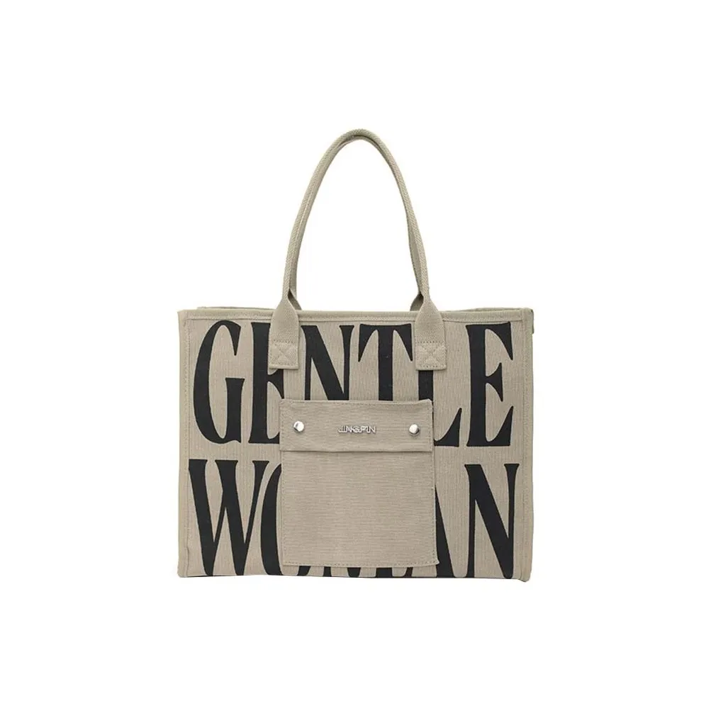 ALOENEY Холст Тоут Сумка Сумка для покупок Сумка для мамы Холст Сумка Подмышечная Сумка Сумка через плечо Женская Серый Хаки Черный Экрю