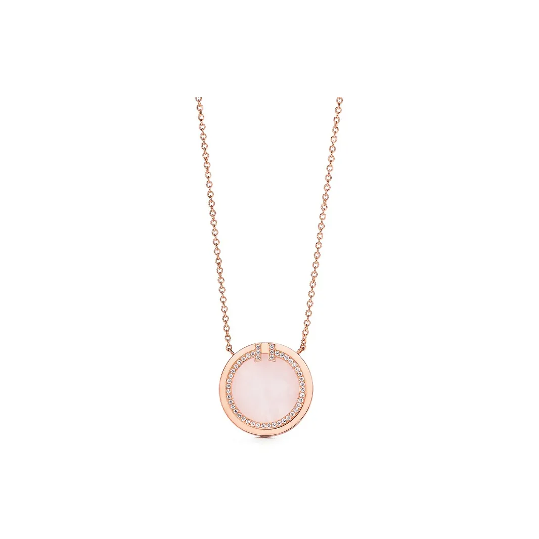 TIFFANY & CO. 2010s 18K Rose Gold T Two Circle Necklace