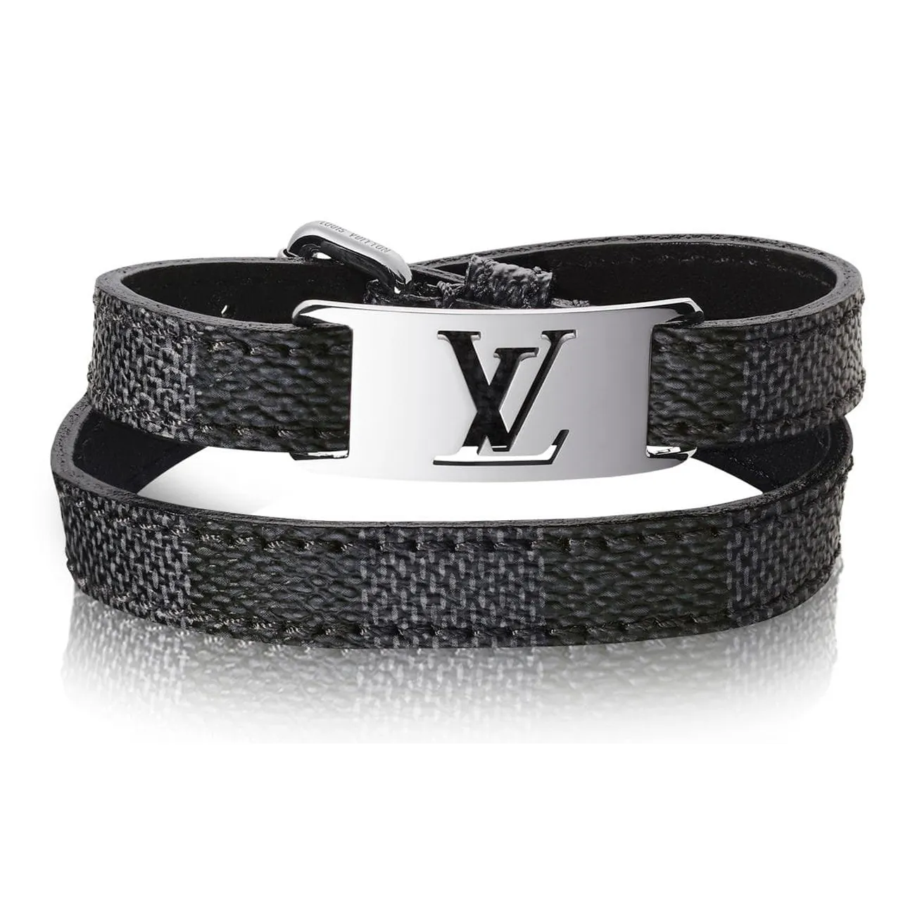 LOUIS VUITTON Calfskin Wristbands Men's Black/Silver