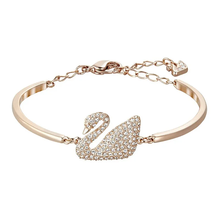 Swarovski Swan Metal Bracelets Women's Rose Gold Сваровски Лебедь Металл Браслеты Женские Розовое Золото