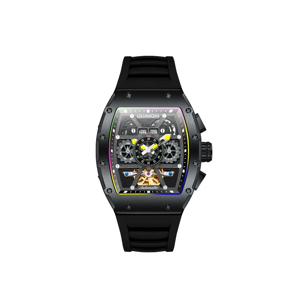 GUANQIN GUANQIN GJ16197 Automatic Mechanical Movement Silicone Strap Watch Men's Watches Cut-Out Dial