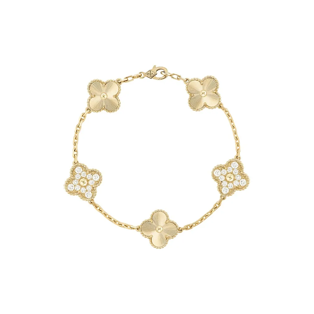 Van Cleef & Arpels Alhambra Four Leaf Lucky Series 18K Gold Bracelets Women's Gold