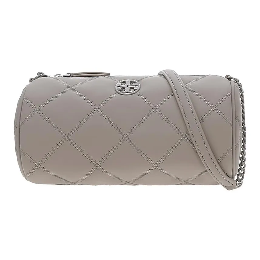 Tory Burch Кожа Цилиндрическая Сумка Сумка через плечо Маленькая Женская Серый