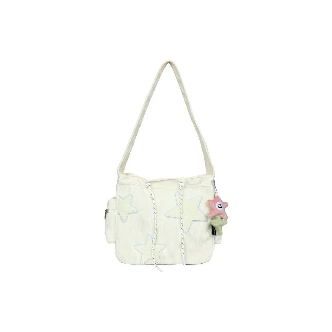 MUYKUY Corduroy Shoulder Bag Tote Crossbody Bag Regular Women's Ecru/Pink