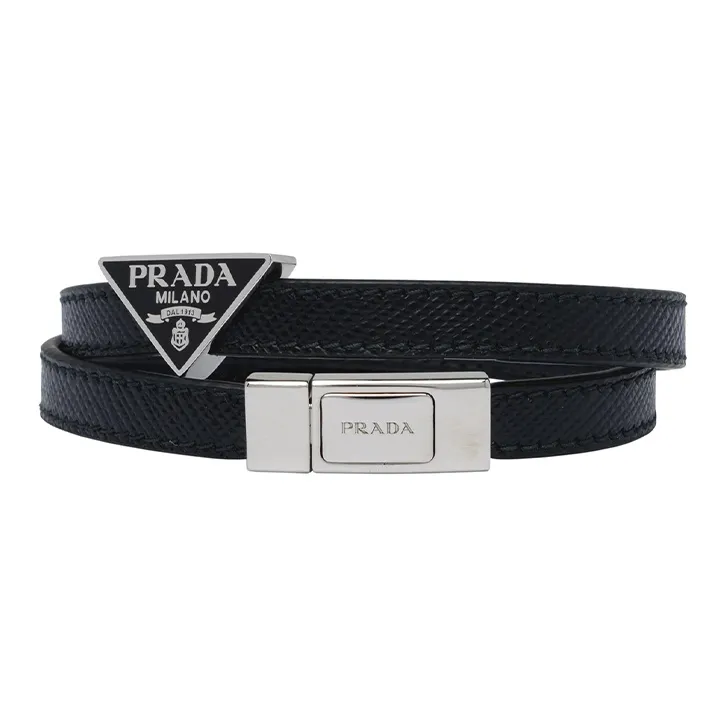 PRADA Calfskin Wristbands Men's Black