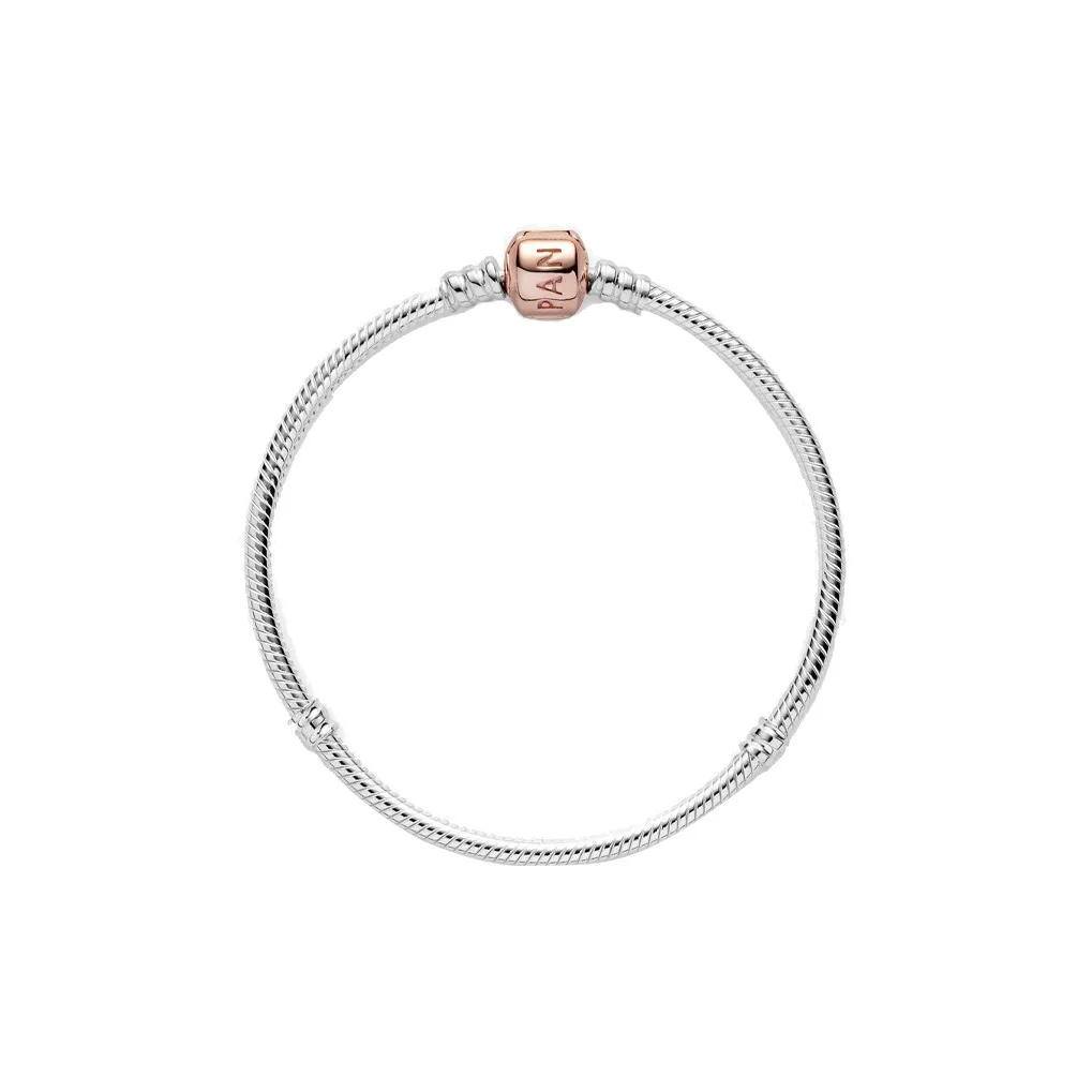 Pandora Moments Snake Chain Bracelet With Rose Clasp