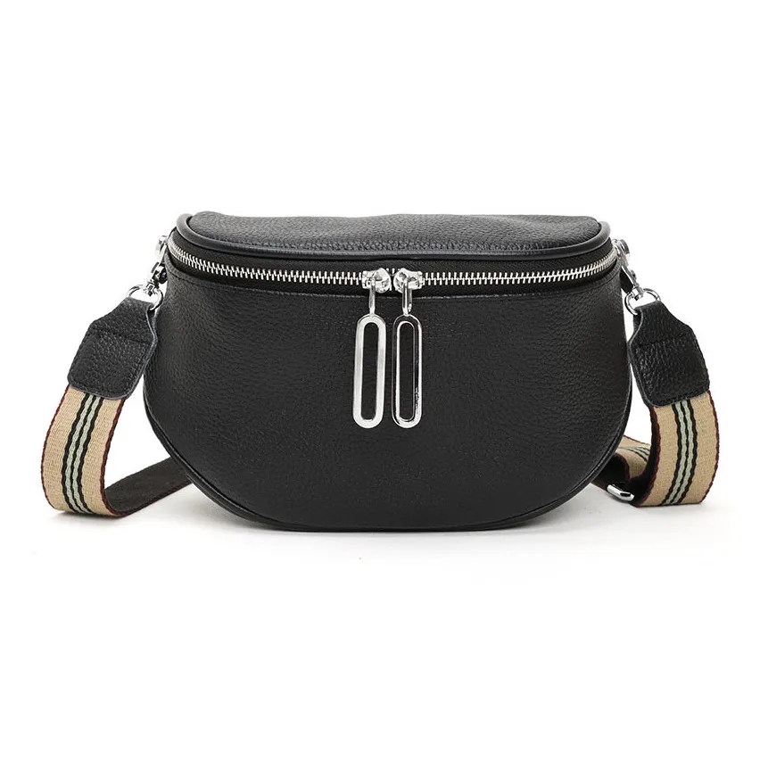 VANDEE Cow Leather Shoulder Bag Crossbody Bag Fanny Pack Regular Women's Black