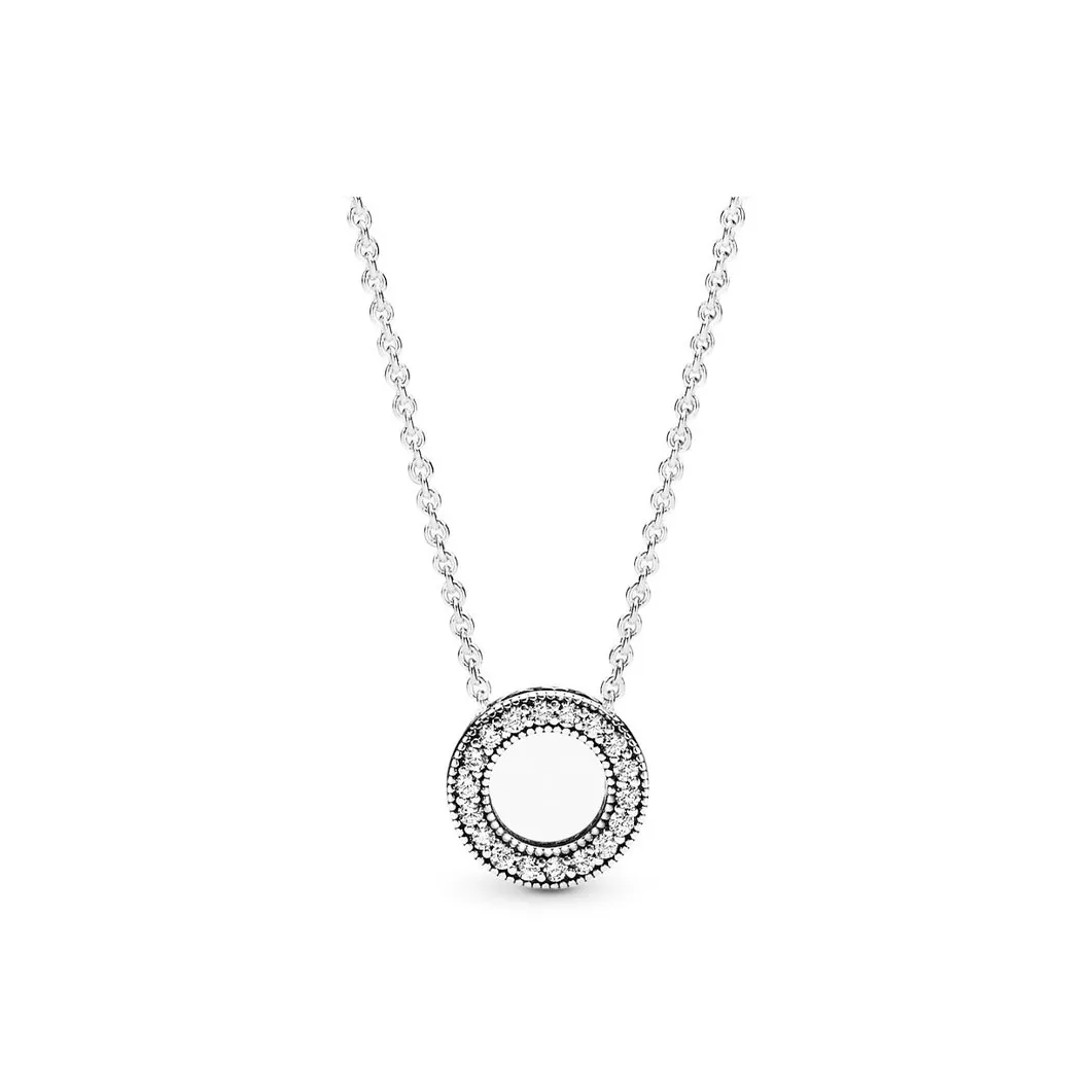 Pandora 925 Sterling Silver Necklaces Women's Silver/Pink