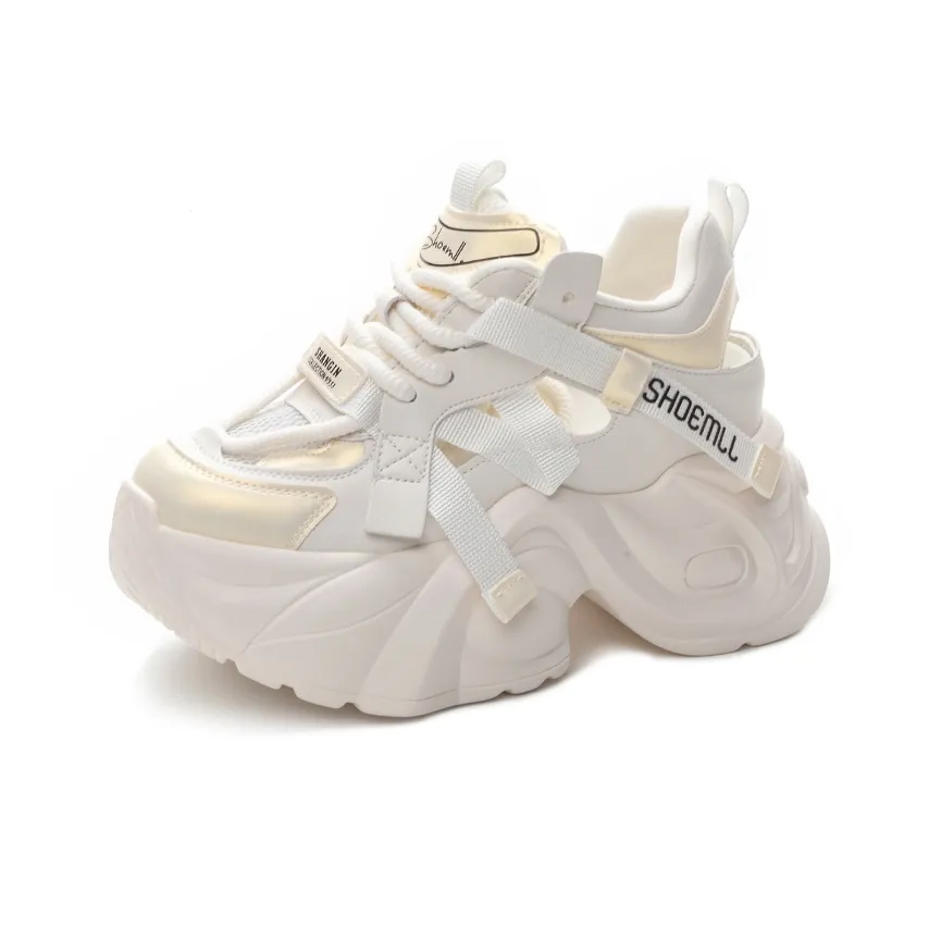 Shoe Cabinet Floral Language Height-Enhancing Wear-Resistant Lightweight Puma Low-Top Chunky Sneakers 8CM Women's