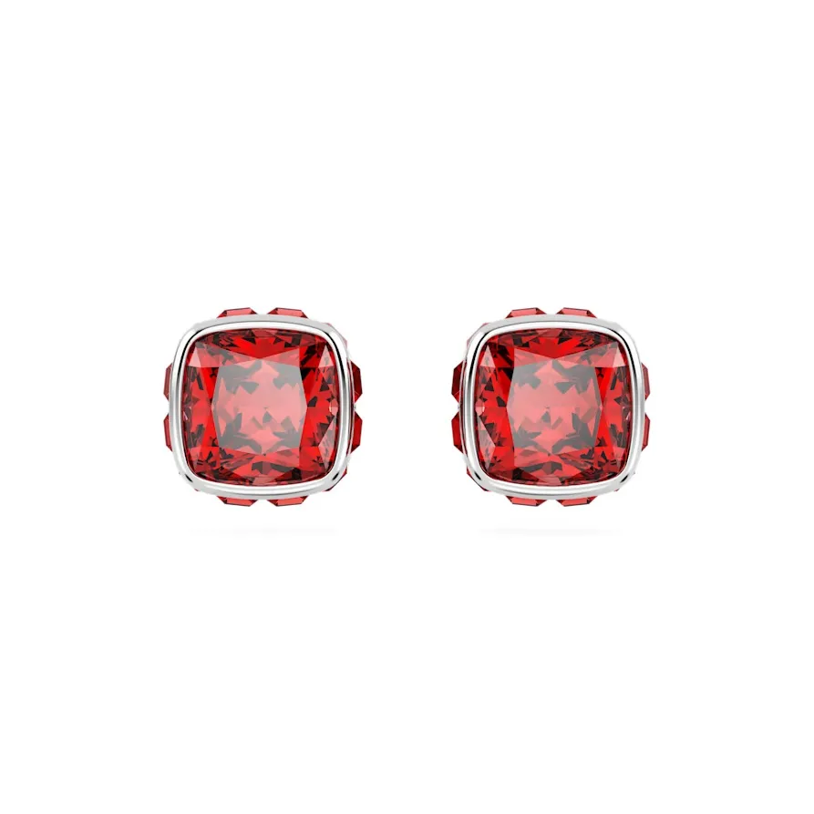 Swarovski Cubic Zirconia Rhodium-Plated Faux Crystal Stud Earrings Women's Red