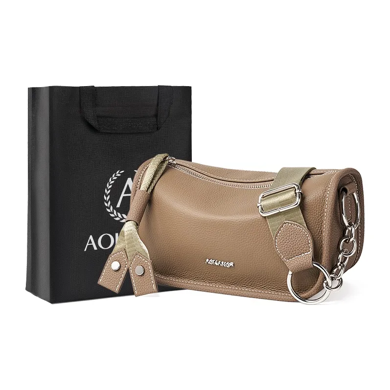 AOKANG Сумка через плечо из коровьей кожи сумка на плечо женская слоновая серая слоновая кость золотисто-коричневая