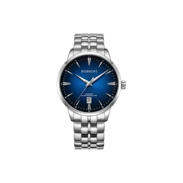 ROSSINI Механический механизм нержавеющая сталь ремешок часы для мужчин синий циферблат модель 50127W05C