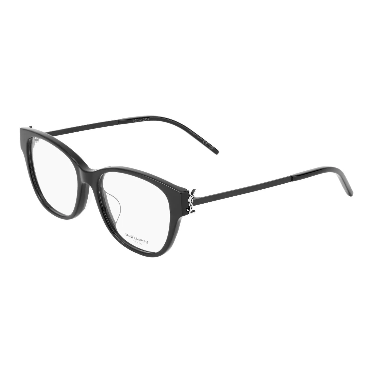 SAINT LAURENT Capsule Plate Frame Butterfly Optical Glasses Women's Black With Silver Logo