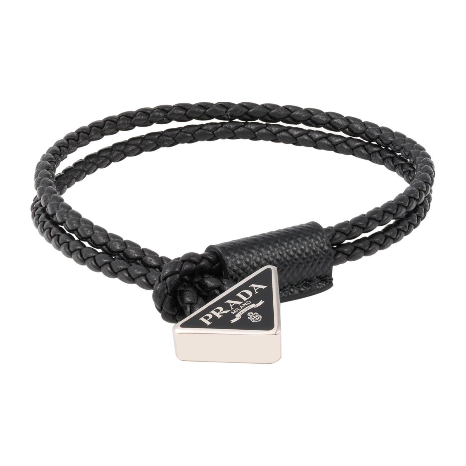 ブレスレット PRADA FW25 Prada Bracelet (1IB351 053 F0002) Black Saffiano Leather Bracelet | PRADA