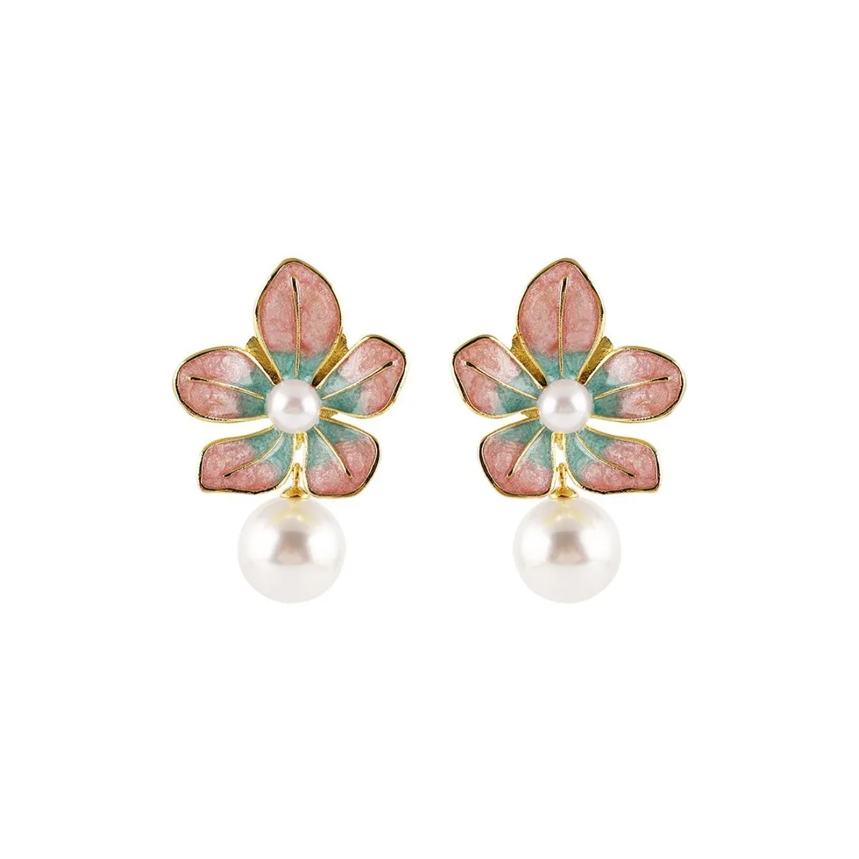 MINI·ACC Artificial Pearl Copper Stud Earrings Women's