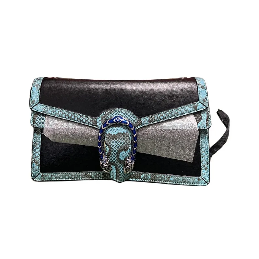 GUCCI Snake Skin With Cow Leather Crossbody Bag, Shoulder Bag Regular Women's Black