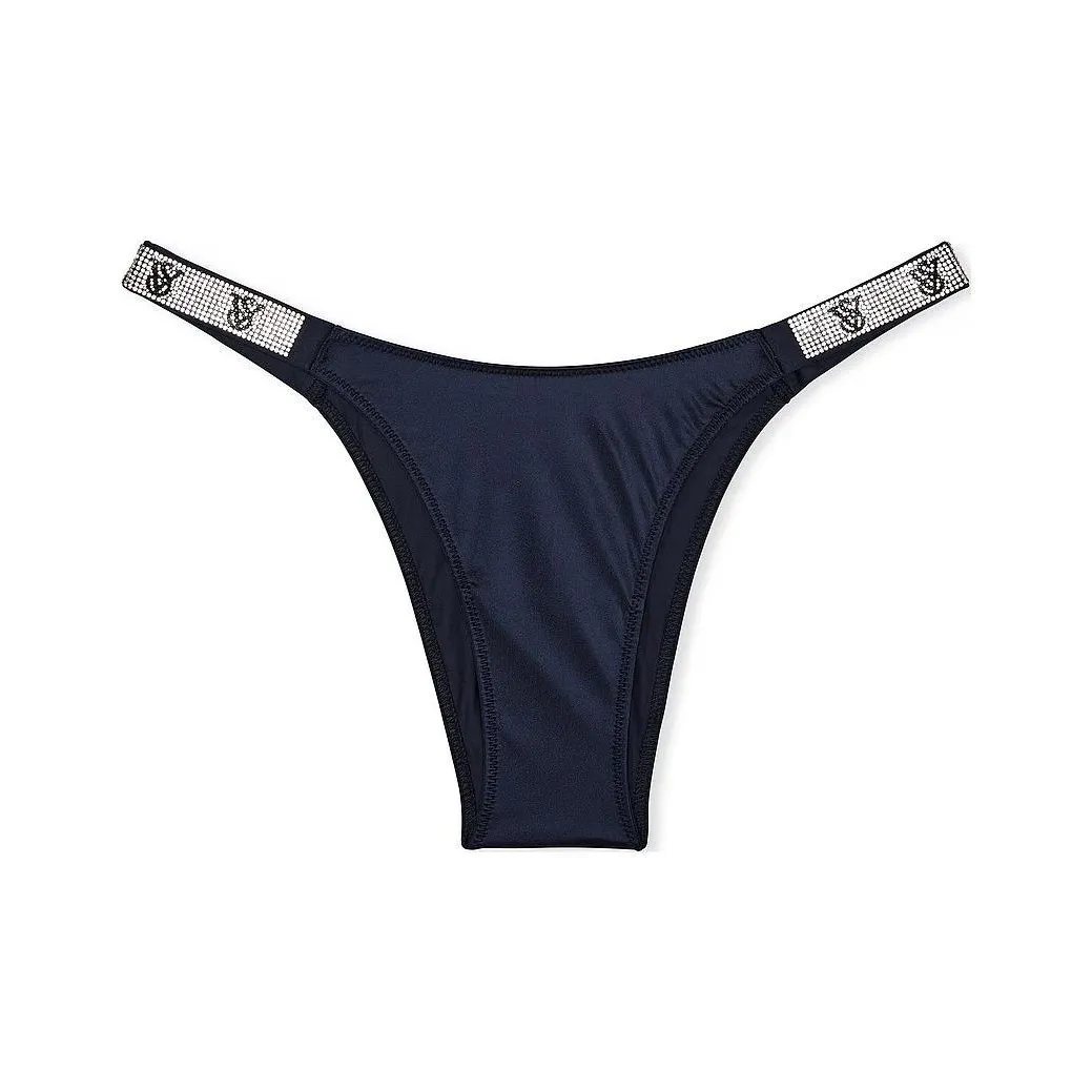 Victoria's Secret Розовый VERY Сексуальный Двойной SHINE Ремень Кружево Brazilian Panty B Нижнее белье Женские 1 шт Темно-синий