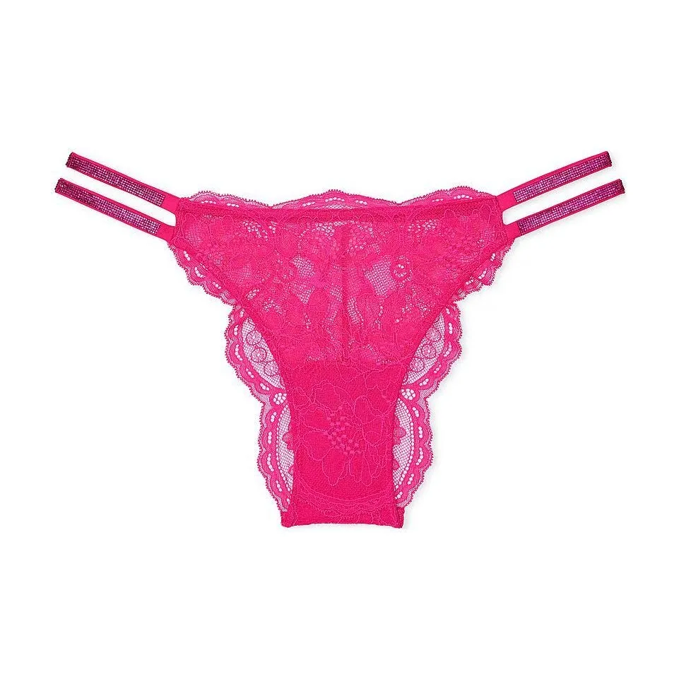 Victoria's Secret Розовый VERYSEXY Двойной SHINE Ремень Кружево Brazilian Panty Нижнее белье Женские 1 Пачка Розово-красный