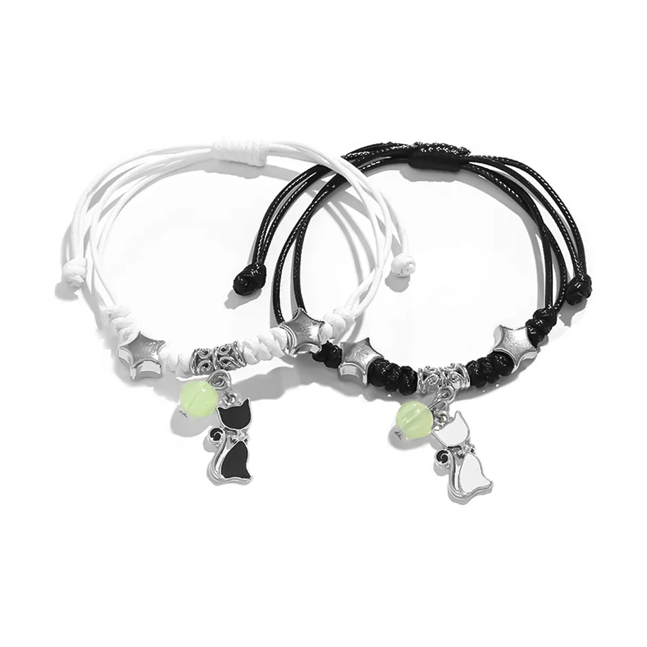 MUYAN Сплав Черный и Белый Кот Браслет Унисекс