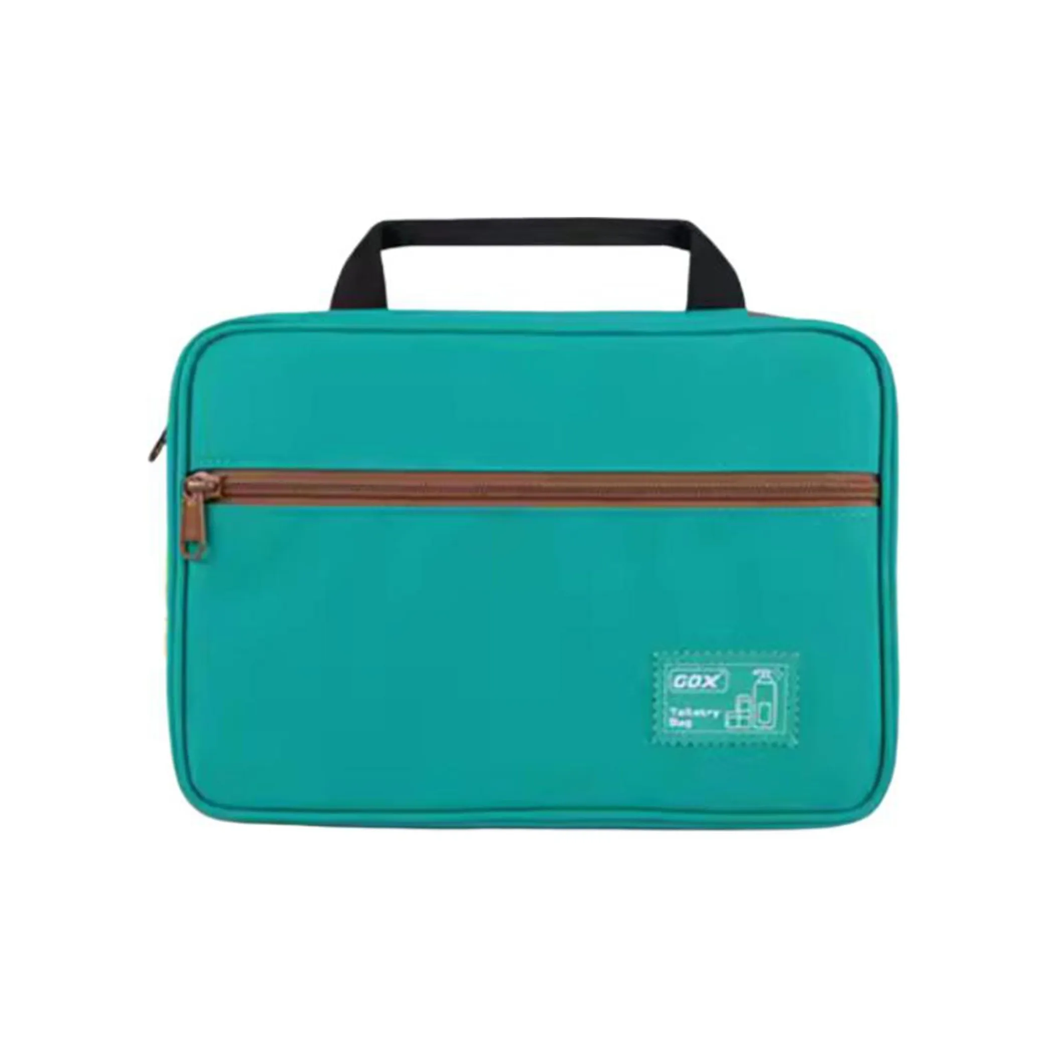 GOX Nylon Toiletry Bag Large Size Unisex Wise Black Peacock Blue