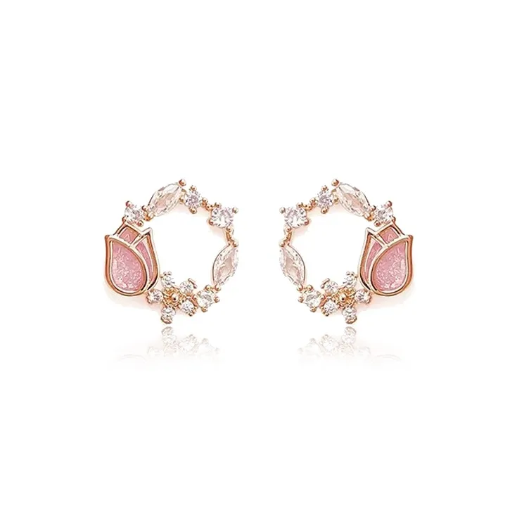 Rhymes Серьги из меди с золотым покрытием и цирконием женские