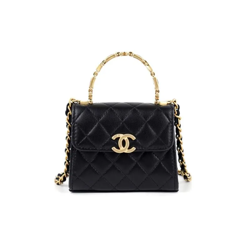 CHANEL Sheepskin Kelly Bag, Shoulder Bag, Crossbody Handbag Mini Women's Black