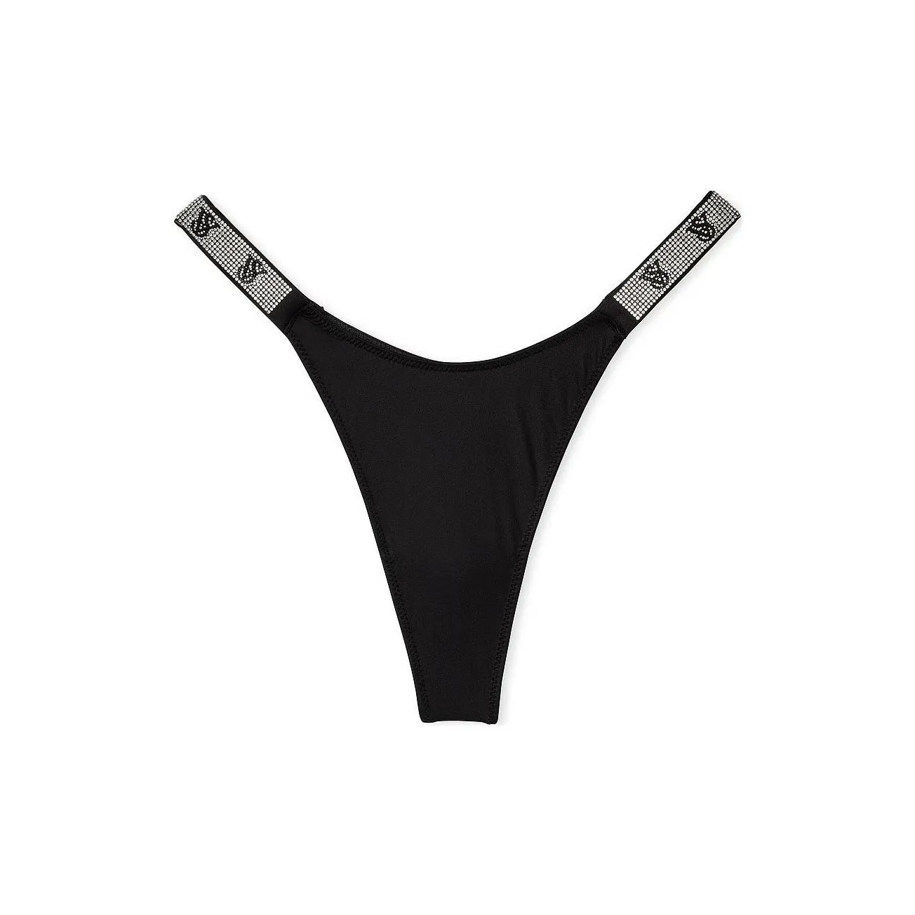 Victoria's Secret PINK VERY SEXY Shine Strap Thong Panty/Black Underpants Women's 1 Pack Black