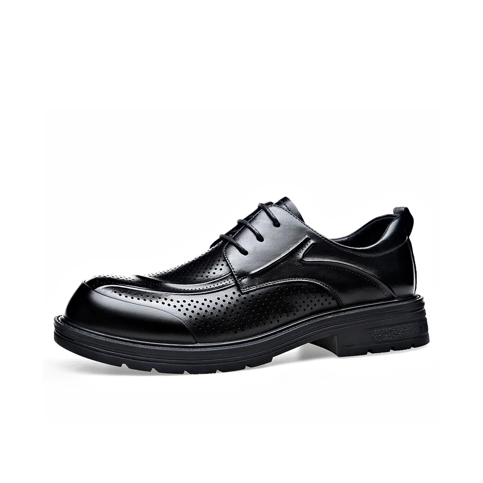 SHUPATE Casual Leather Shoes Men's Low Top Black/Brown