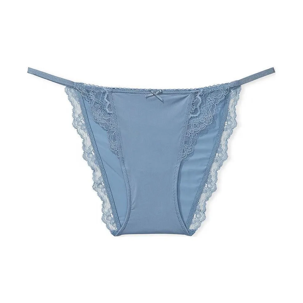 Victoria's Secret Pink Dream Angels Гладкий Кружево Мини Sg Bi Panty Be Нижнее белье Женские 1 шт Серо-голубой