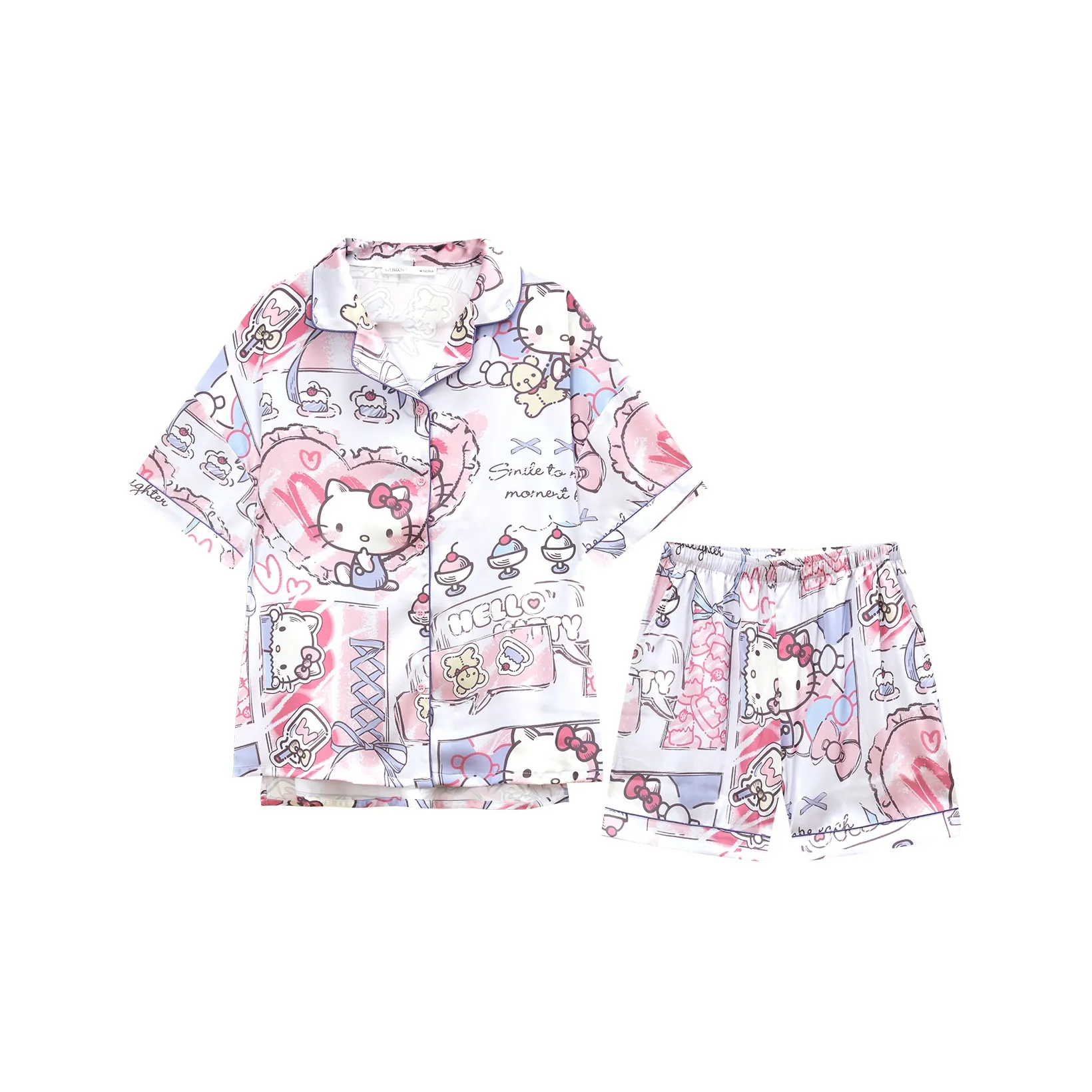 GUKOO x Hellokitty Pajama Set Women's Bubbles Purple
