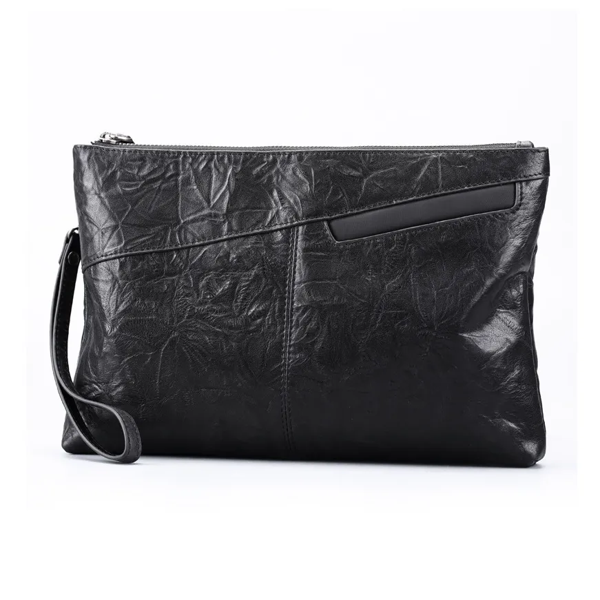 PESASRIE Коровья кожа Корейский стиль Клатч Кошелек с Цветочным дизайном Цветочный Стандартный Мужской Черный