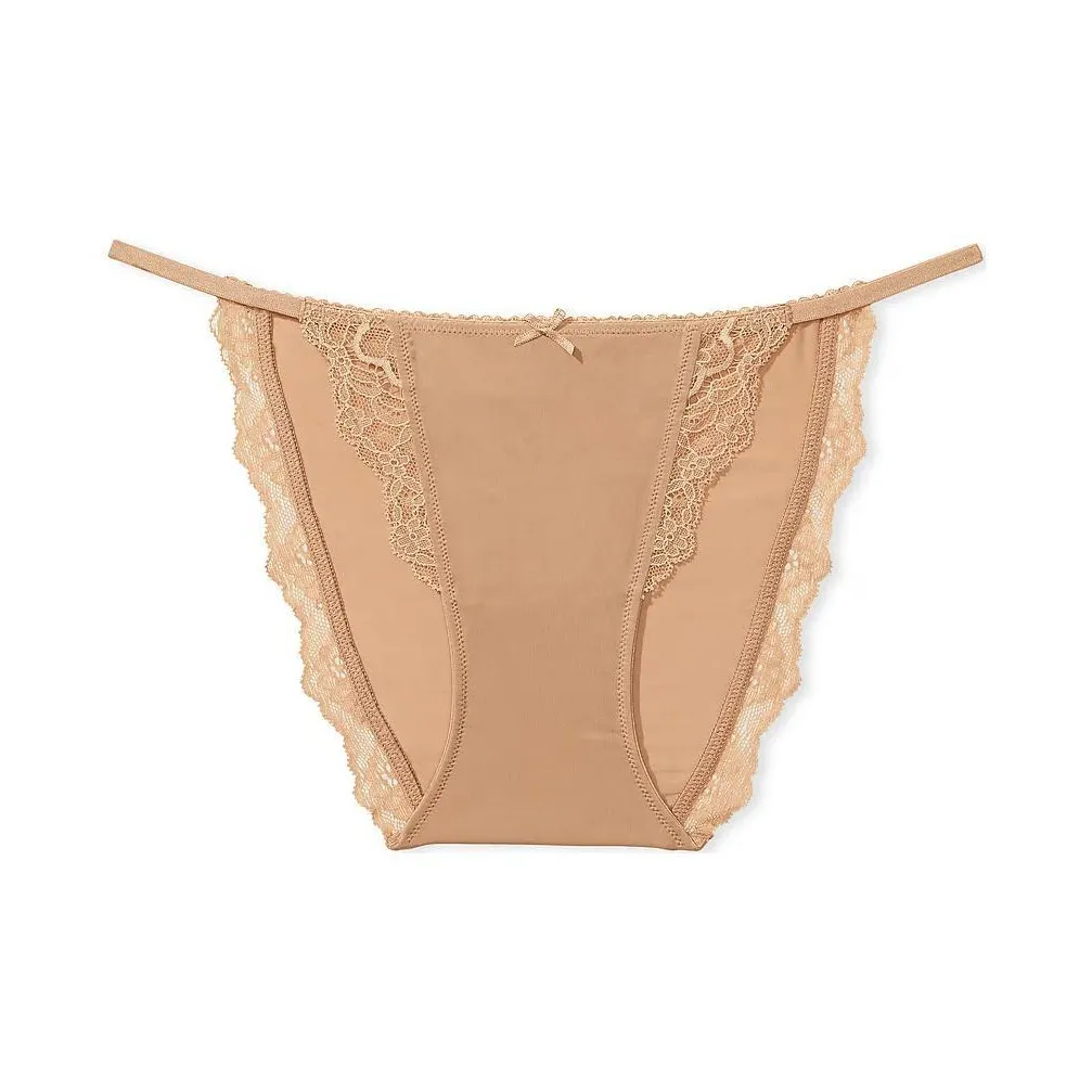 Victoria's Secret PINK/DREAM ANGELS Lace Trim String Bikini Panty/P Underpants Women's 1 Pack Toffee