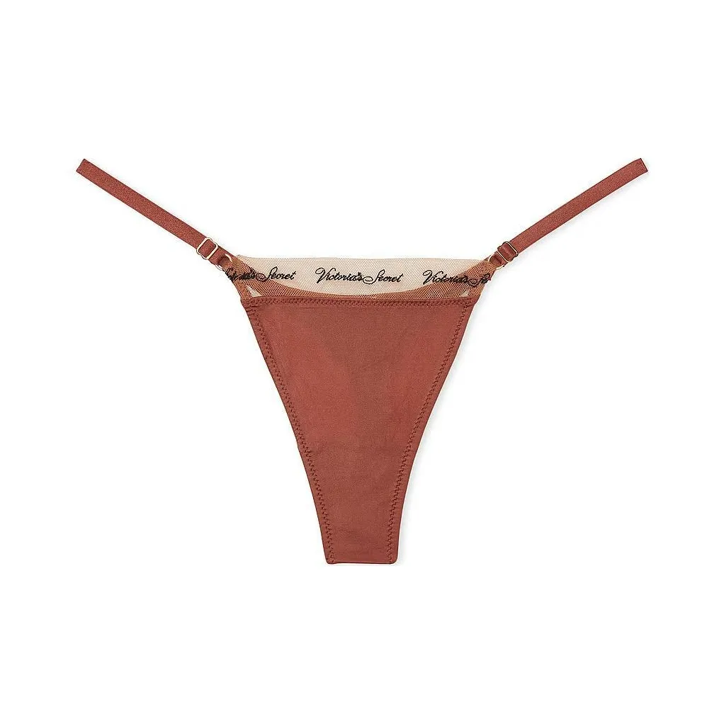 Victoria'S Secret VICTORIA'S Secret Розовый VERY Сексуальный Логотип Вышивка Регулируемый Тг Панталоны Cy Стринг Женские 1 Пачка Коричневый