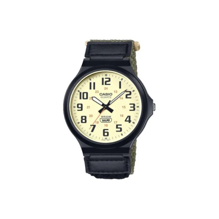 CASIO Кварцевый механизм холст ремешок часы унисекс желтый циферблат