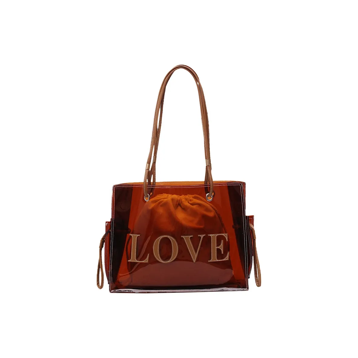 ALOENEY PVC Желейная Сумка Сумка Сумка через плечо Большая Женская Красно-коричневая