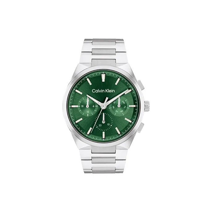 CALVIN KLEIN Кварцевый механизм Мужские часы Циферблат Зеленый Стальной ремешок
