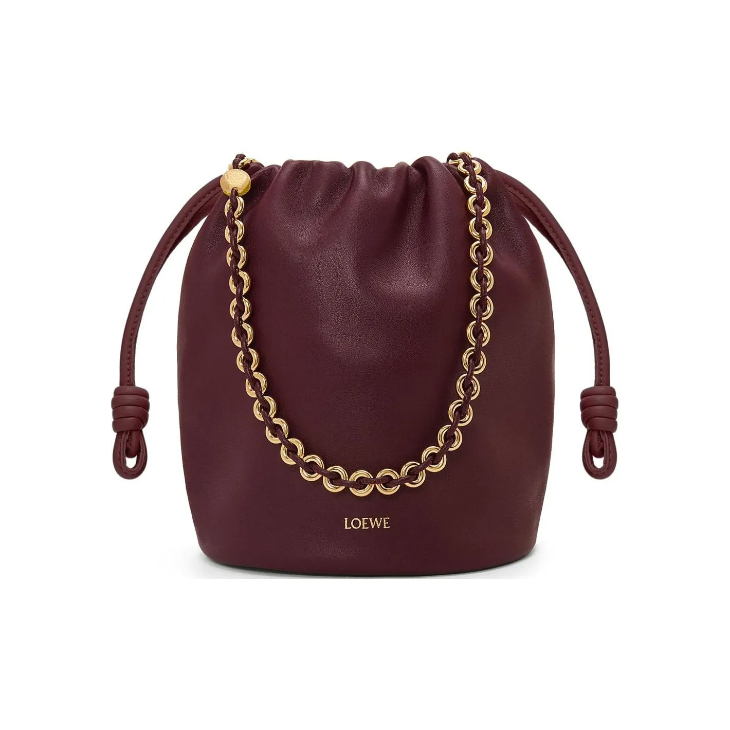LOEWE Flamenco Sheepskin Bucket Bag Handbag Shoulder Bag Crossbody Bag Women's Deep Burgundy Red