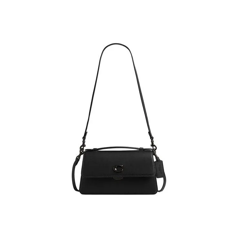 COACH Juno Дубленая кожа Сумка через плечо сумка среднего размера женская матовый черный