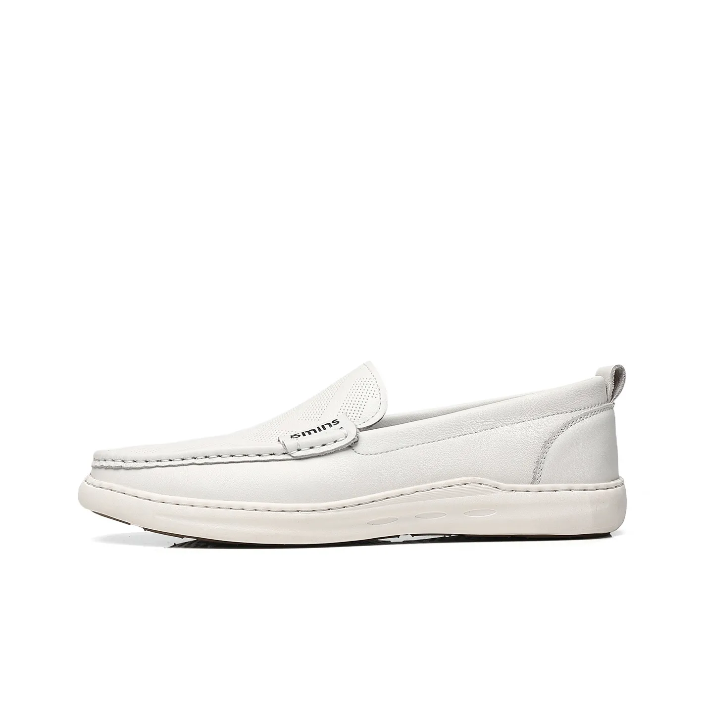 15 MINS Perforated Breathable Slip-on Loafers Men's White