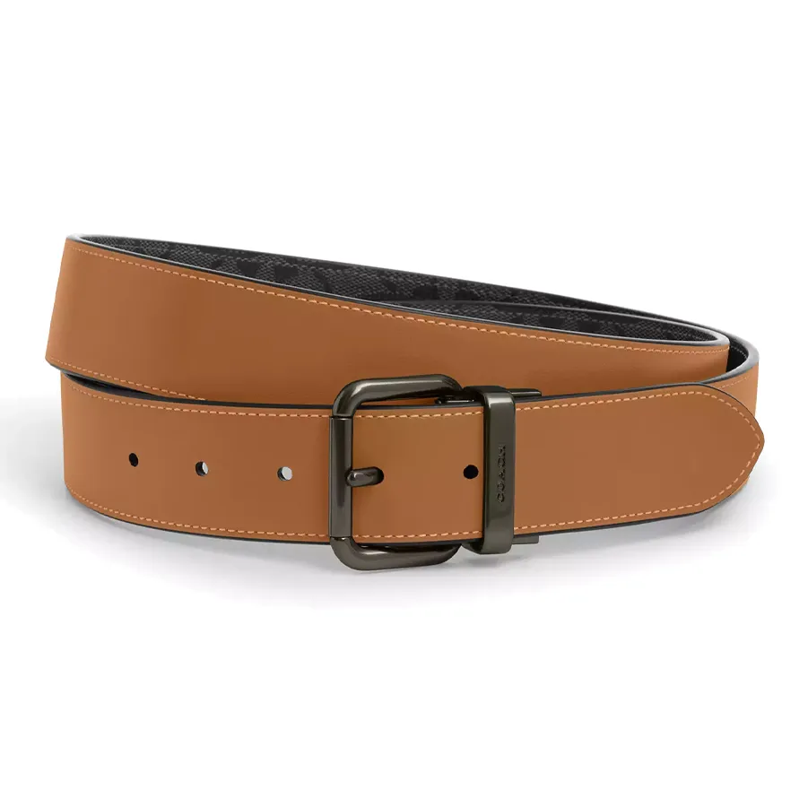 COACH Телячья кожа Кожаные ремни Мужской Коричневый Ширина 3,8 см