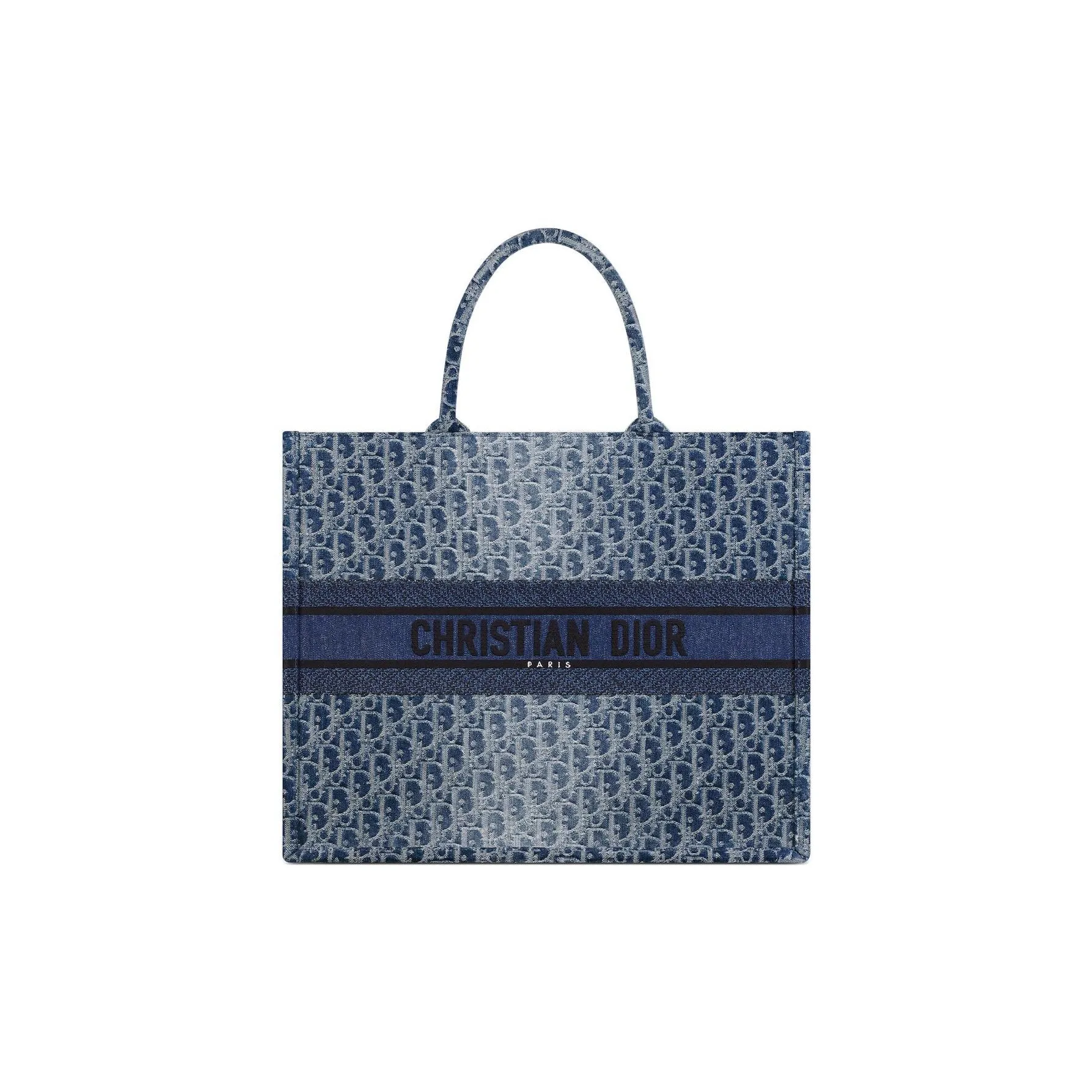 DIOR BookToteOBLIQUE Jacquard Fabric With Denim Panel Tote Bag, Shopping Bag, Handbag Tubas Women's Blue