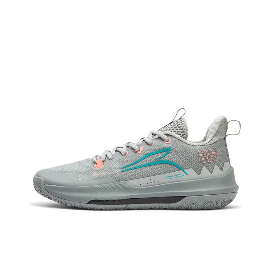 361° DVD Team Basketball Shoes Men's Low Top Invisible Gray/Water Duck Cyan