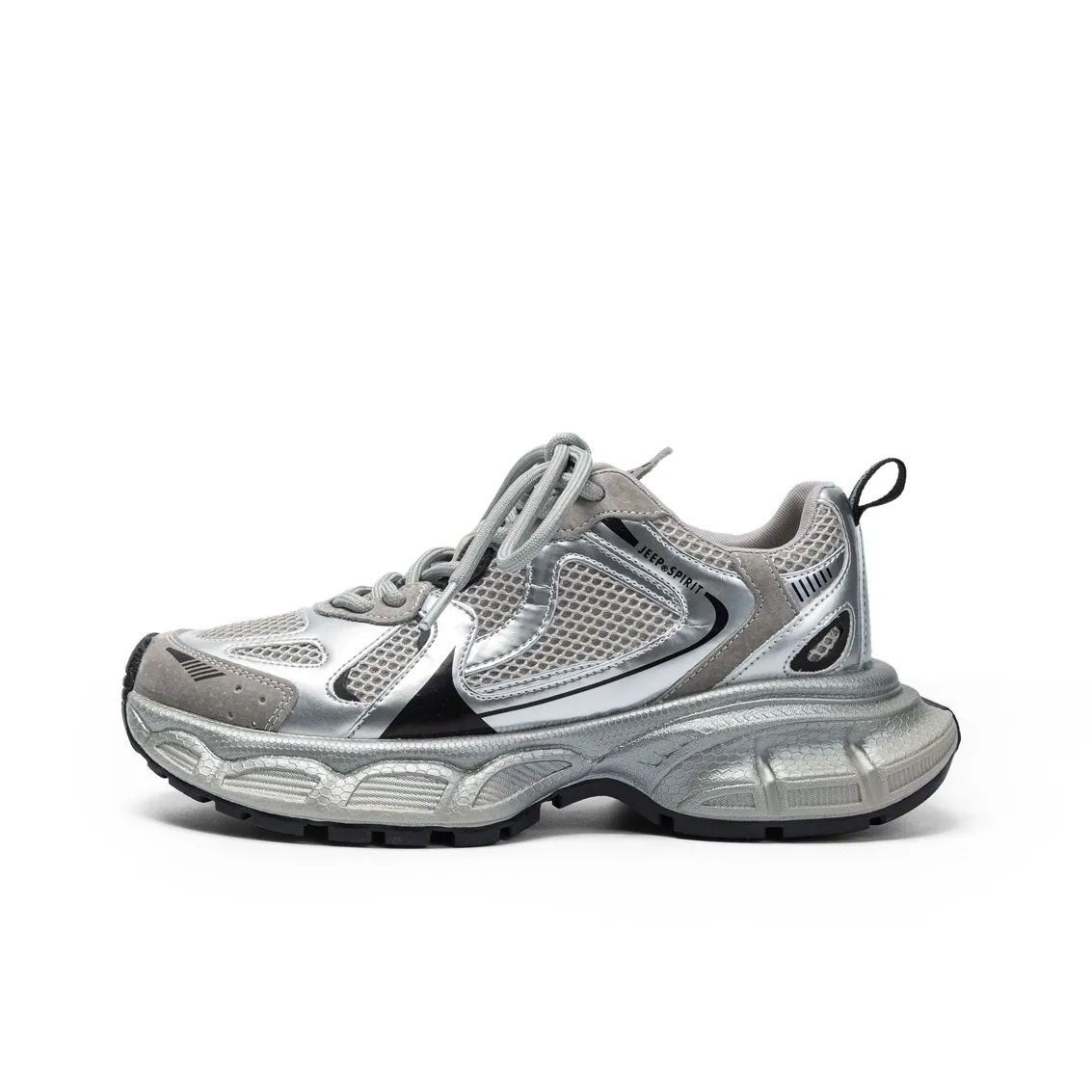 JEEP SPIRIT Chunky Sneakers Women's Low Top Silver Gray/Silver Pink