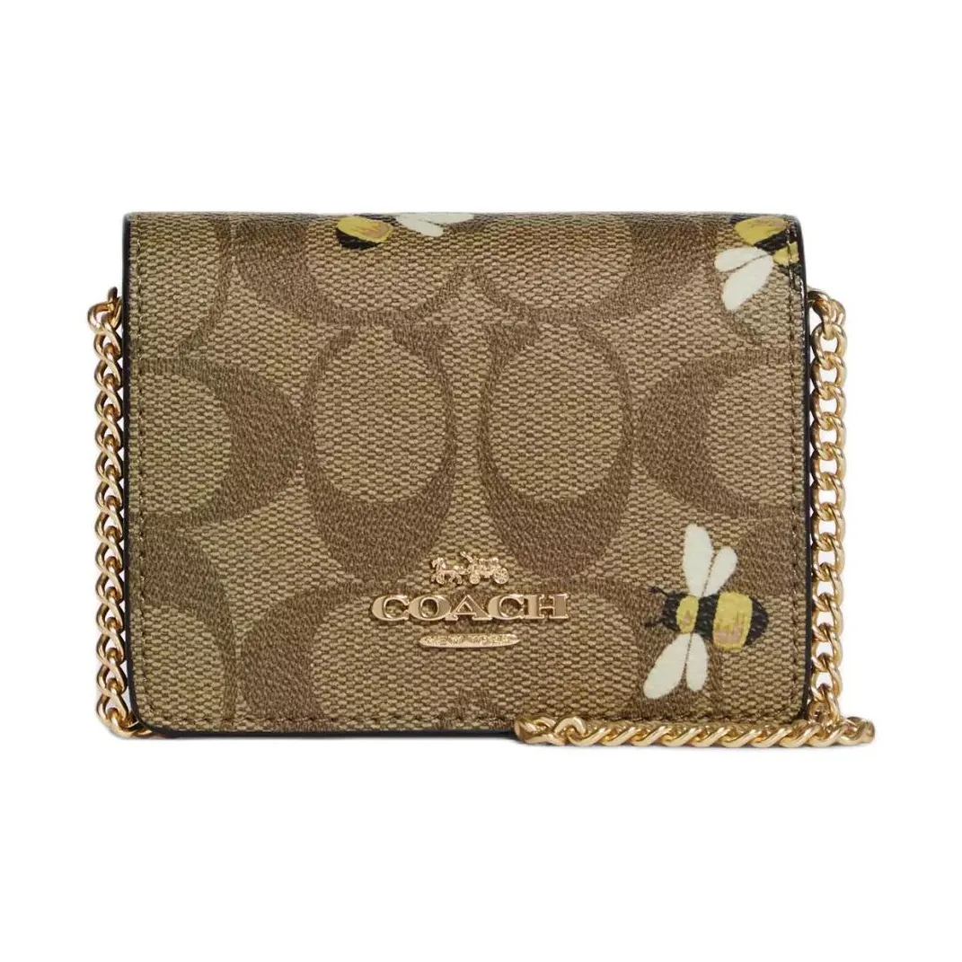 COACH Canvas With Leather Wallet, Shoulder Bag, Crossbody Bag Small Women's Khaki