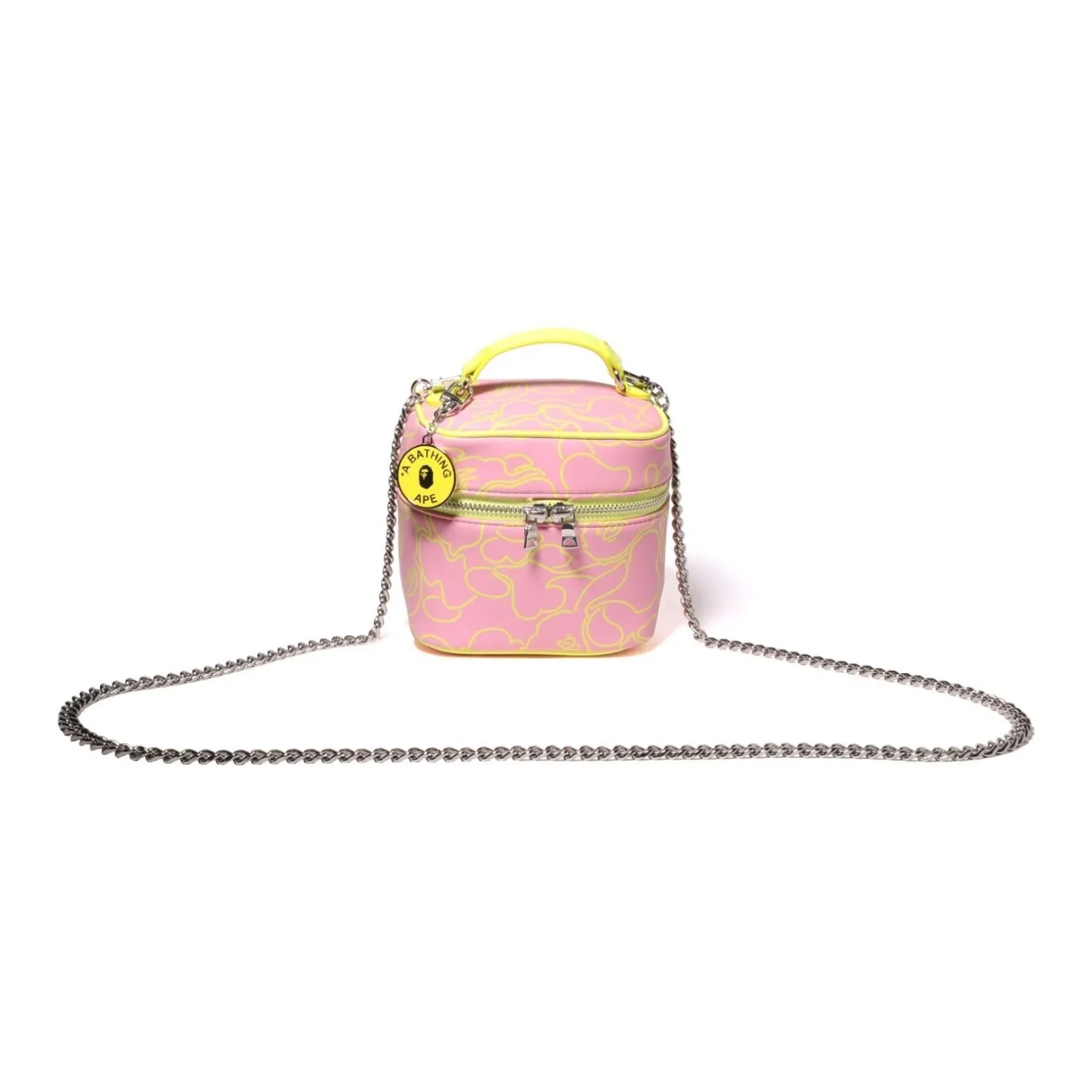 A BATHING APE Synthetic Leather Makeup Crossbody Bag Tubas Women's Pink/Sax Blue