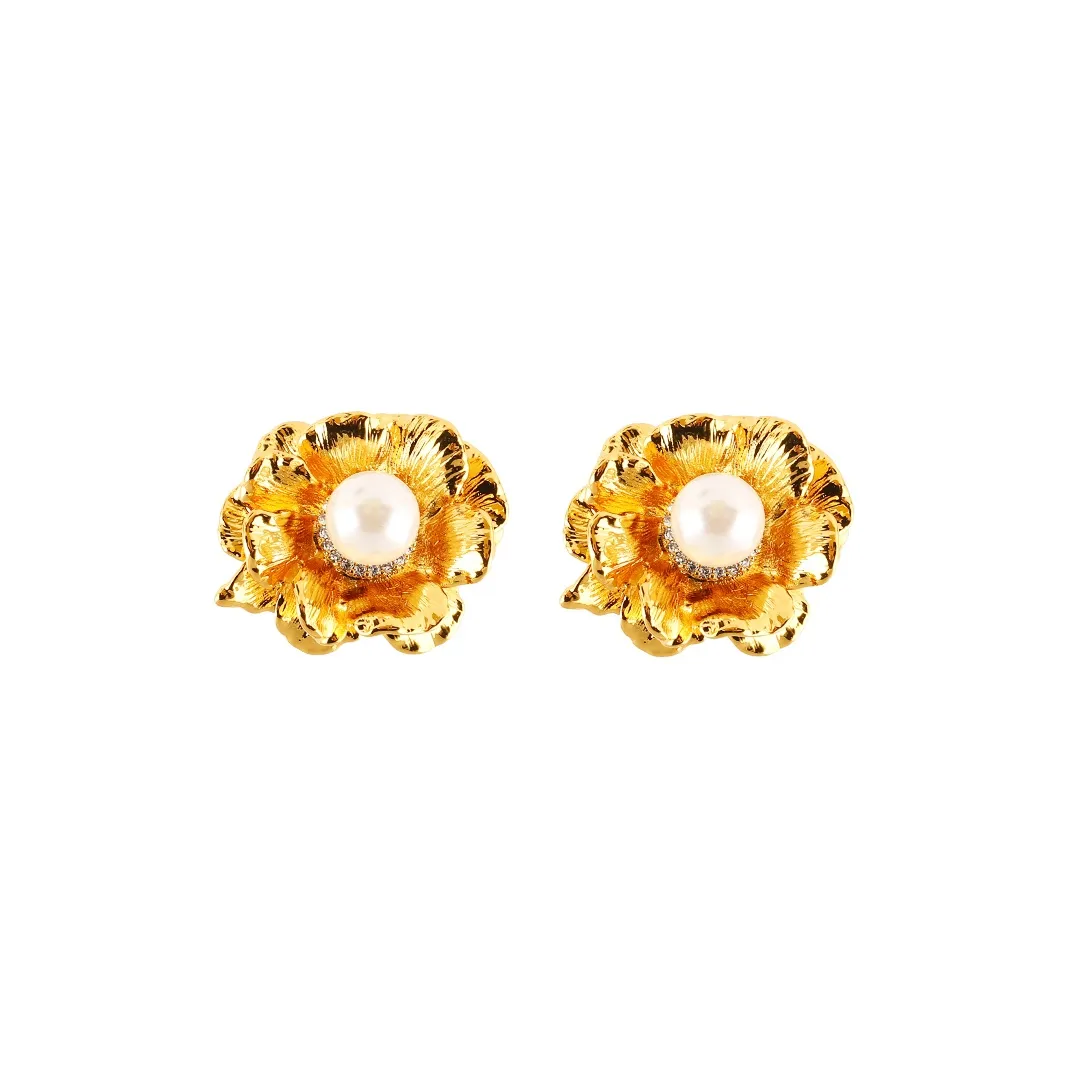 MINI·ACC Циркон Искусственный жемчуг Медные серьги-гвоздики Женские