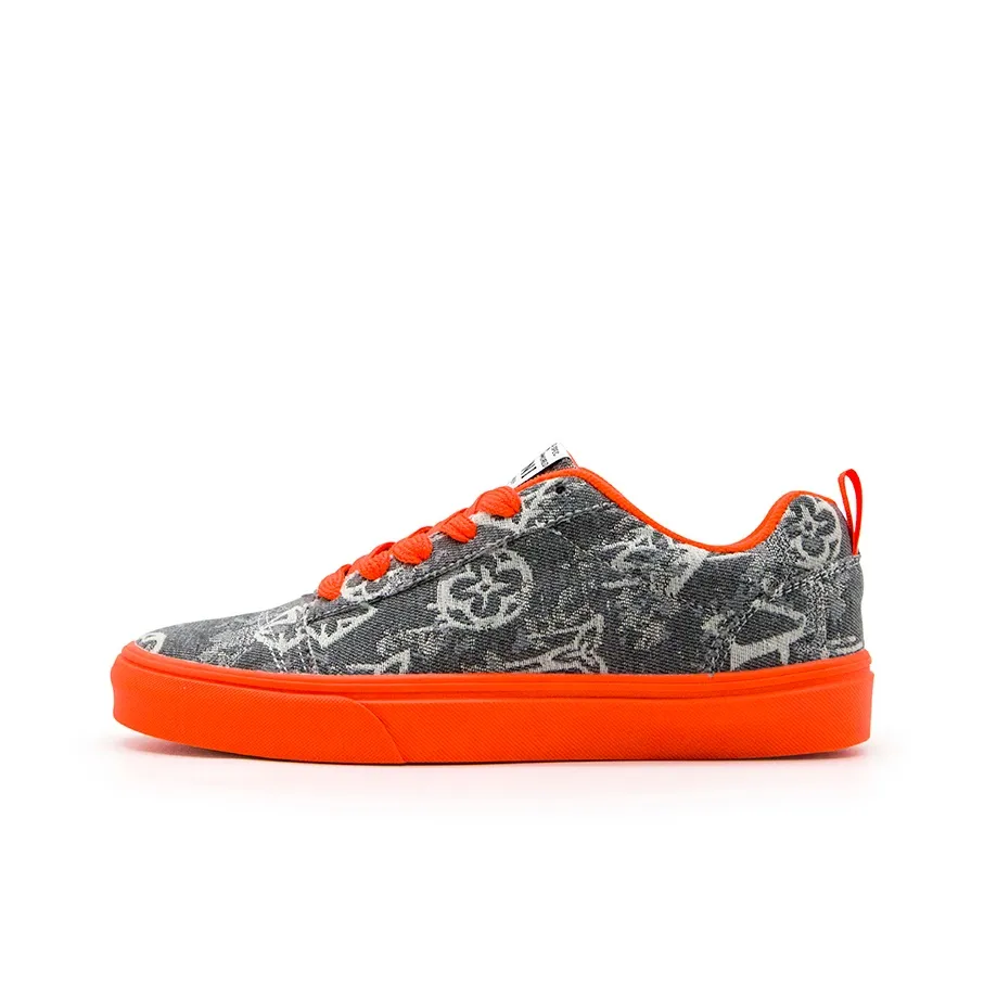 YIBONI Slip Resistant Breathable Lightweight Low Top Canvas Shoes Unisex Gray Orange Base