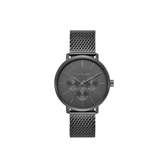 MICHAEL KORS Мужские часы Кварцевый механизм Ремешок из нержавеющей стали 42 мм Черный циферблат